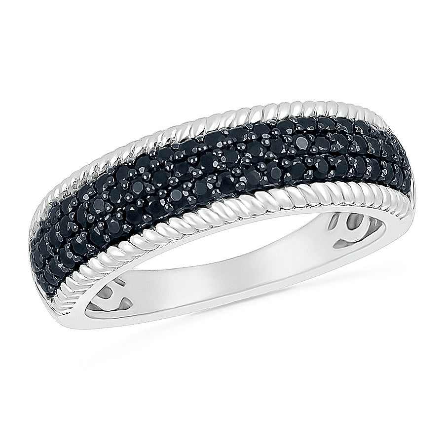 1/2ctw Treated Black Diamond Sterling Silver Fashion Ring - Size 4.5