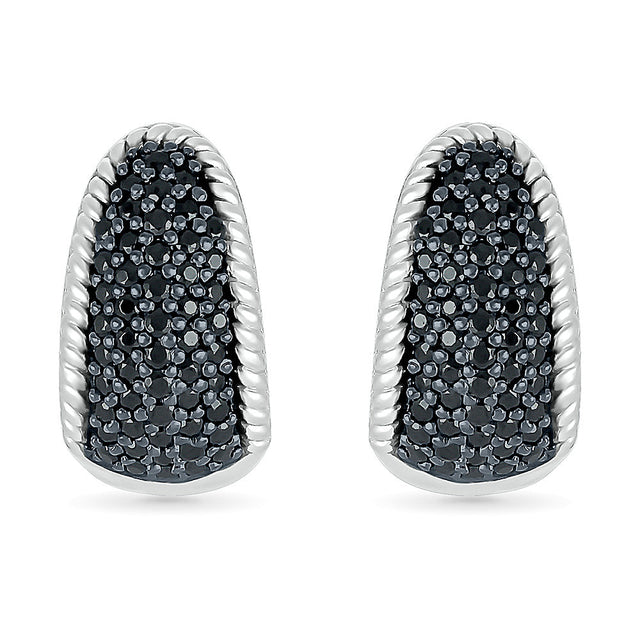 1/2ctw Treated Black Diamond Sterling Silver Hoop Earrings