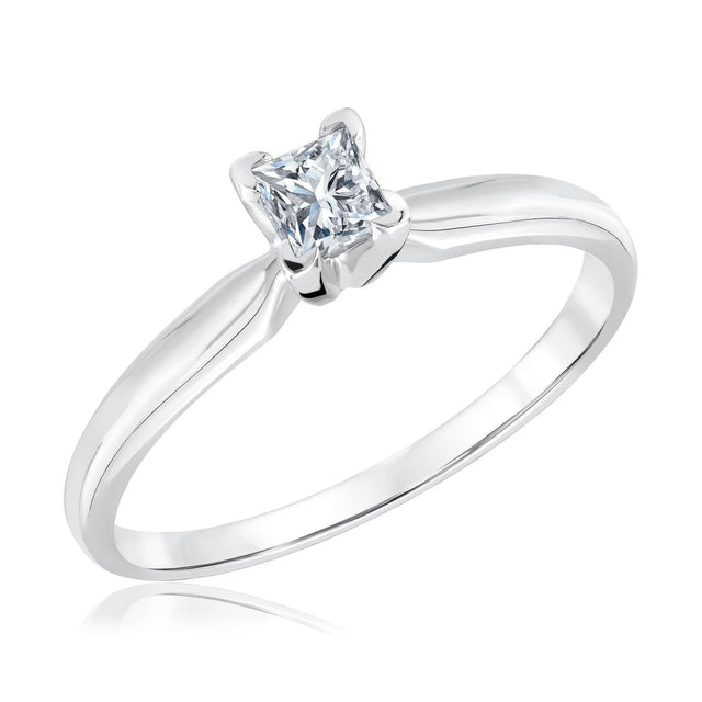 1/3ct Princess Diamond Solitaire White Gold Engagement Ring - Solitaire Collection