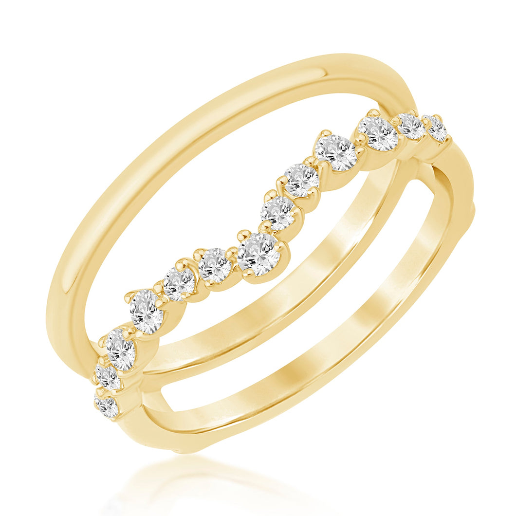 1/3ctw Diamond Chevron Yellow Gold Ring Guard - Embrace Collection