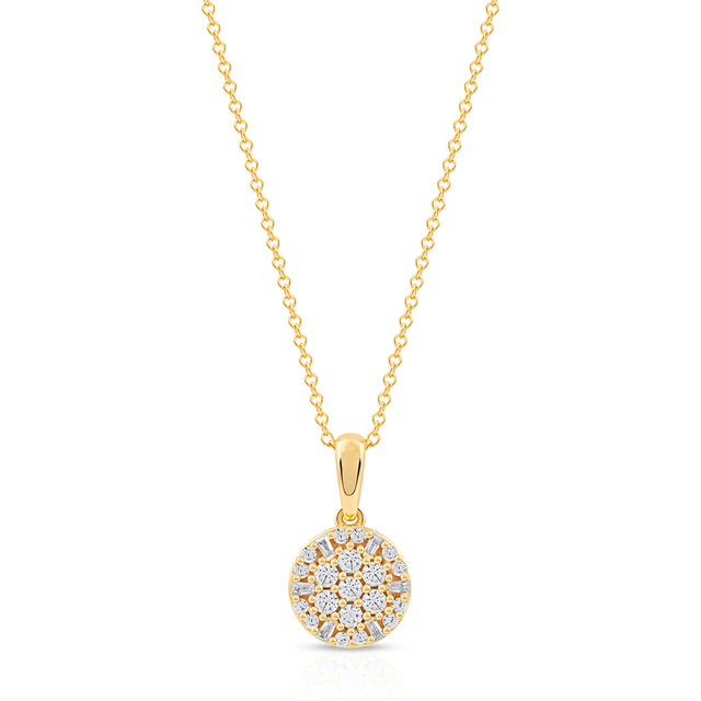 1/3ctw Diamond Cluster Yellow Gold Pendant Necklace