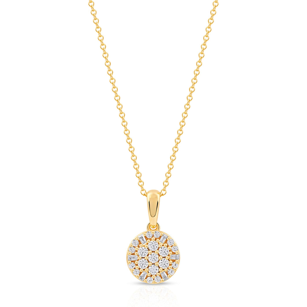 1/3ctw Diamond Cluster Yellow Gold Pendant Necklace
