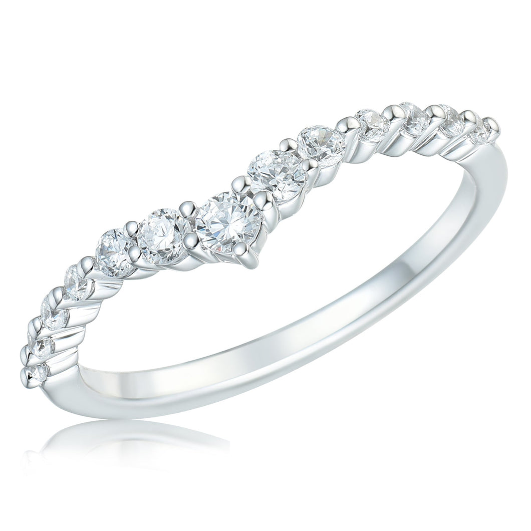 1/3ctw Diamond Curved White Gold Wedding Band | Size 5