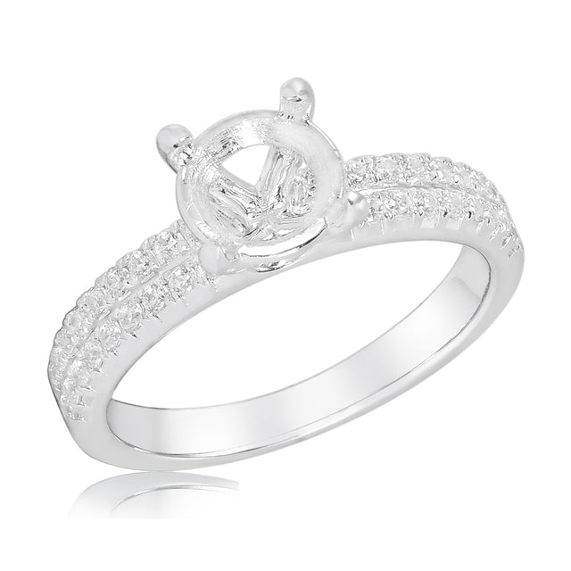 1/3ctw Diamond Double Row White Gold Engagement Ring Setting | Design Collection | Size 5