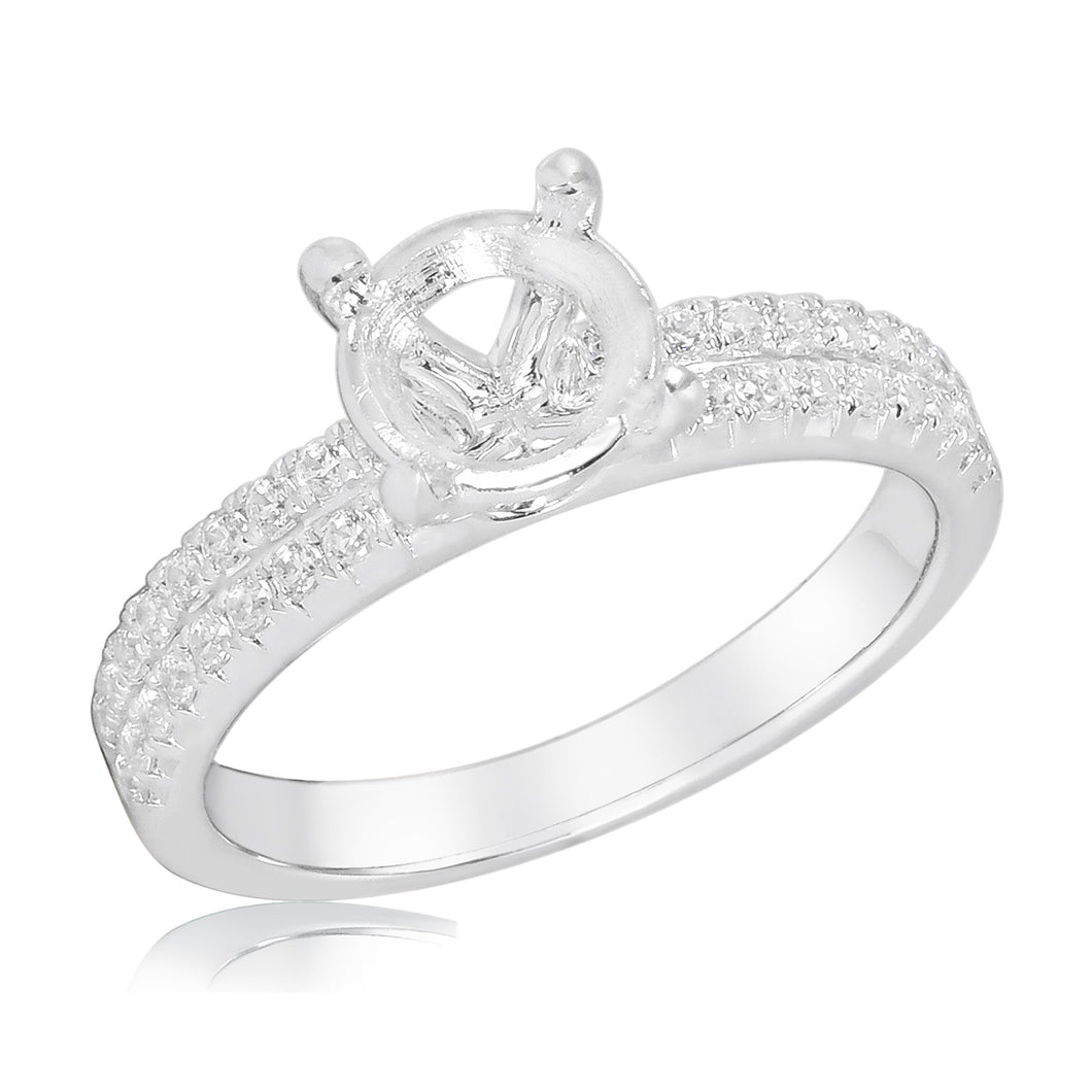 1/3ctw Diamond Double Row White Gold Engagement Ring Setting | Design Collection | Size 5