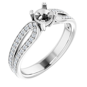 1/3ctw Diamond Double Row White Gold Engagement Ring Setting