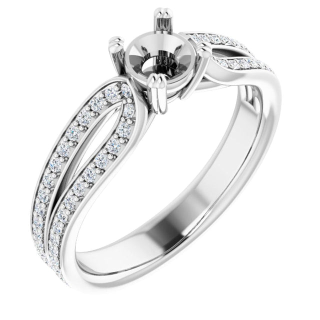 1/3ctw Diamond Double Row White Gold Engagement Ring Setting
