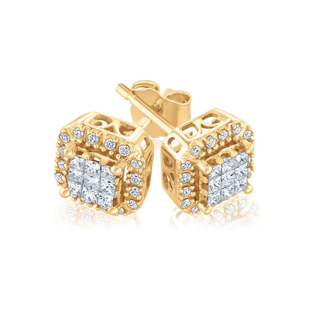 1/3ctw Diamond Fashion Yellow Gold Earrings