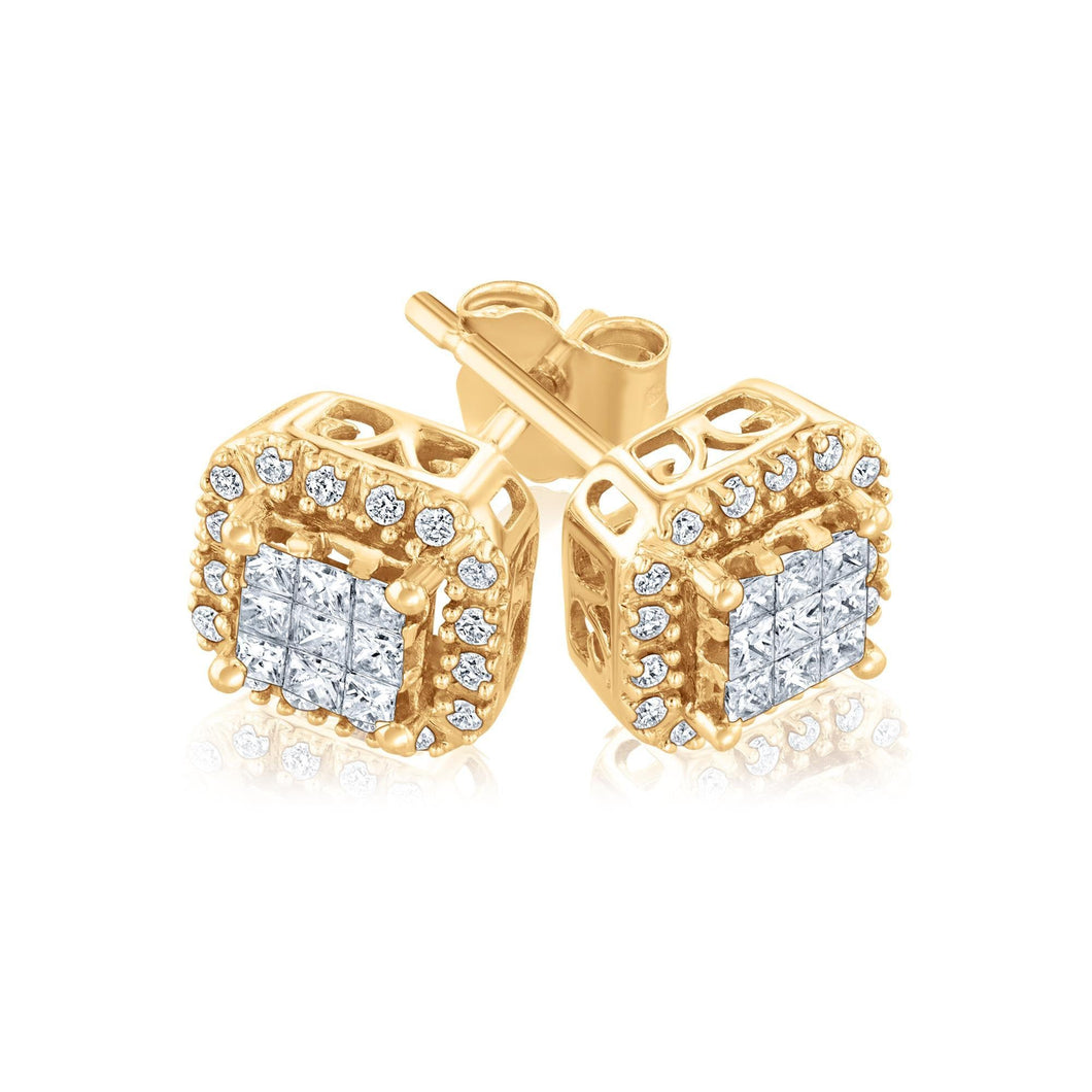 1/3ctw Diamond Fashion Yellow Gold Earrings