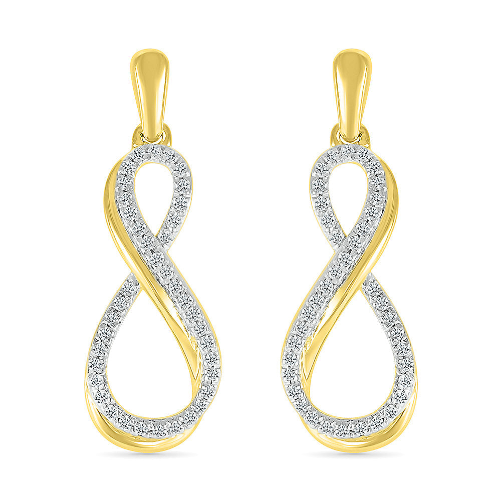 1/3ctw Diamond Infinity Yellow Gold Drop Earrings