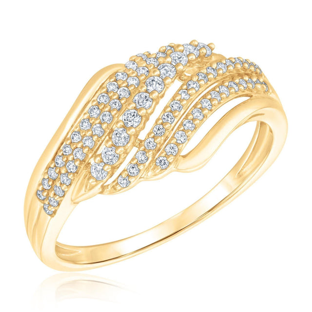 1/3ctw Diamond Swirl Yellow Gold Fashion Band