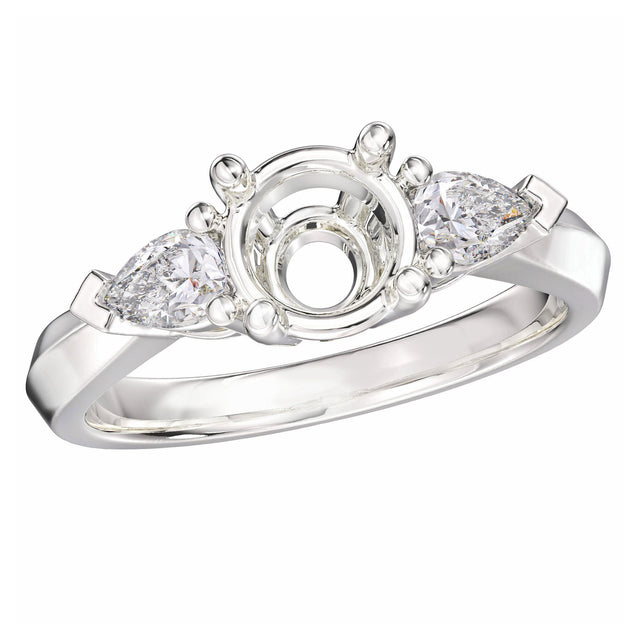 1/3ctw Diamond Three-Stone White Gold Engagement Ring Setting - Design Collection - Size 5