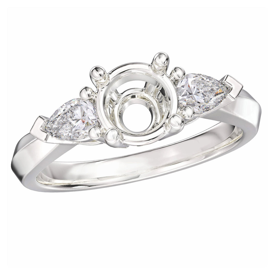 1/3ctw Diamond Three-Stone White Gold Engagement Ring Setting - Design Collection - Size 5
