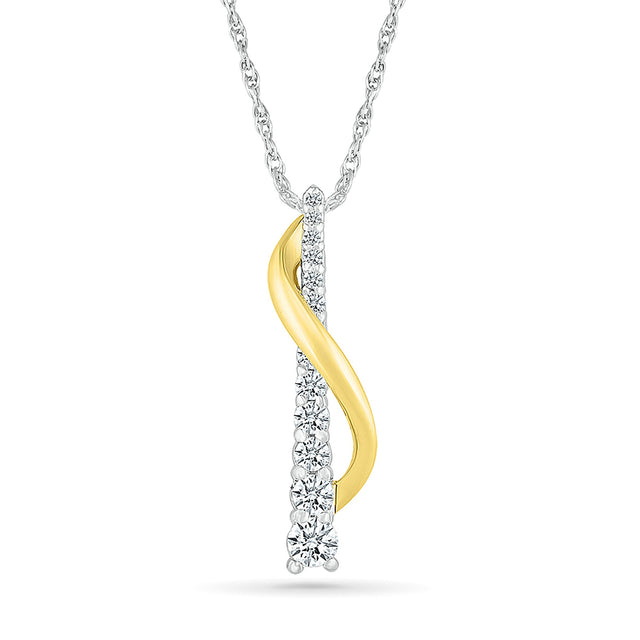 1/3ctw Diamond Two-Tone Pendant Necklace