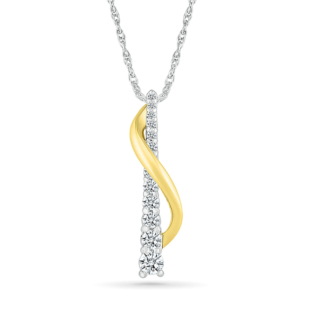 1/3ctw Diamond Two-Tone Pendant Necklace