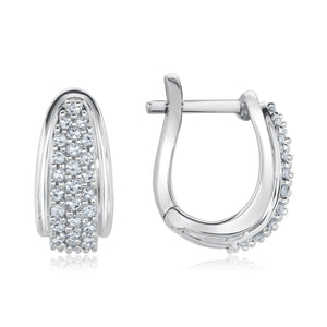 1/3ctw Diamond White Gold Hoop Earrings