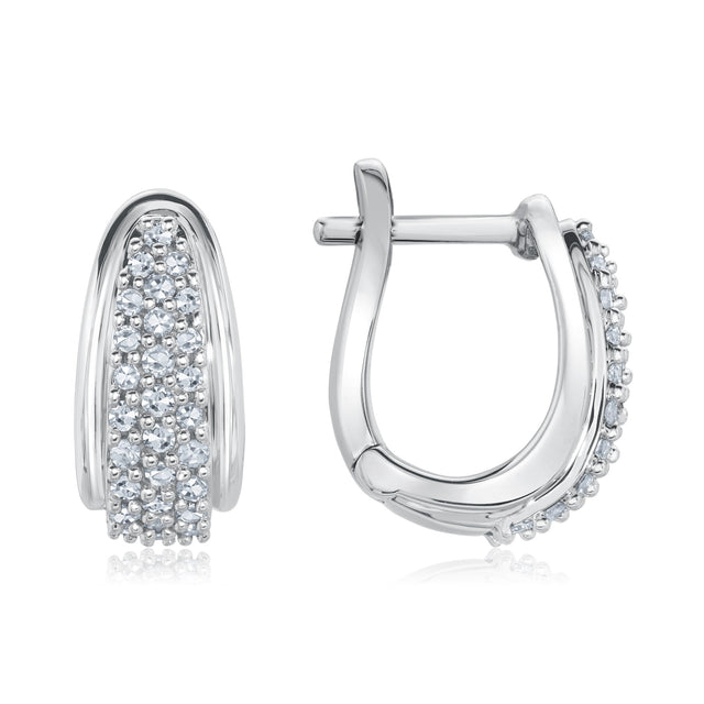 1/3ctw Diamond White Gold Hoop Earrings