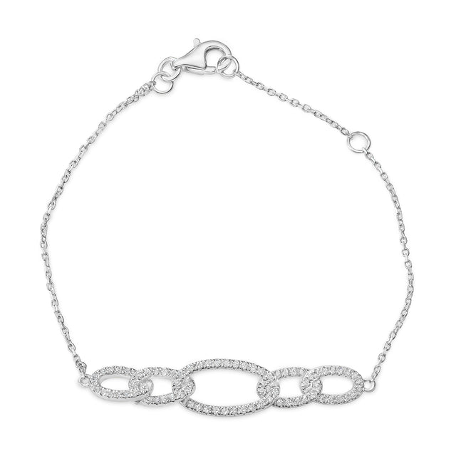 1/3ctw Diamond White Gold Rolo Link Bracelet