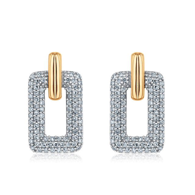 1/3ctw Diamond Yellow Gold Rectangle Post Drop Earrings