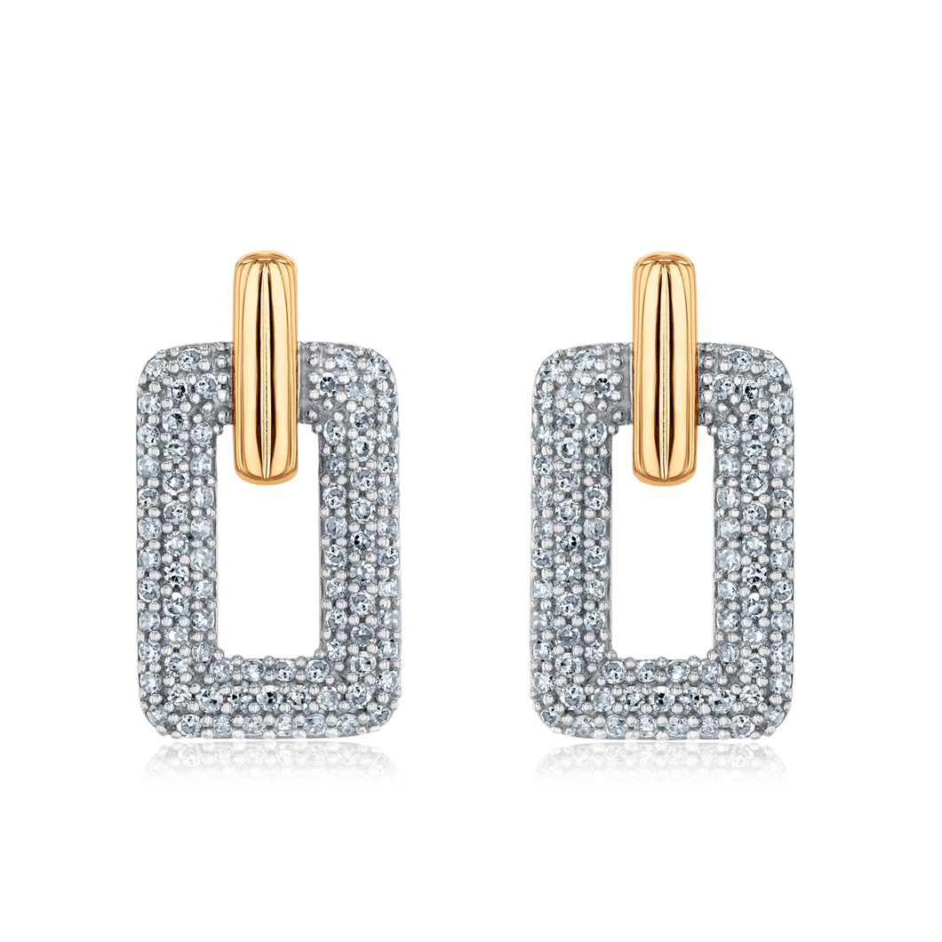 1/3ctw Diamond Yellow Gold Rectangle Post Drop Earrings