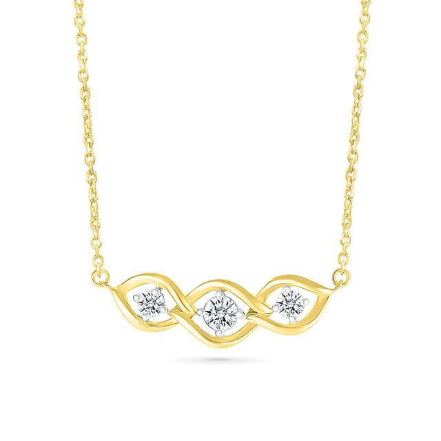 1/3ctw Diamond Yellow Gold Three-Stone Pendant Necklace