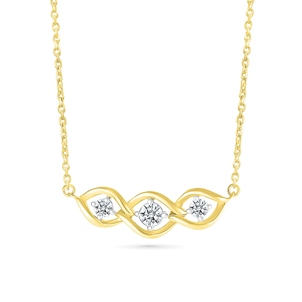 1/3ctw Diamond Yellow Gold Three-Stone Pendant Necklace