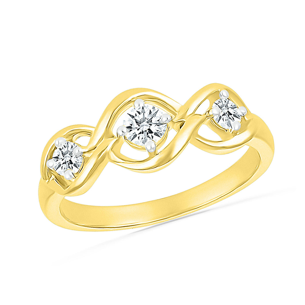 1/3ctw Diamond Yellow Gold Three-Stone Ring | Size 4.5