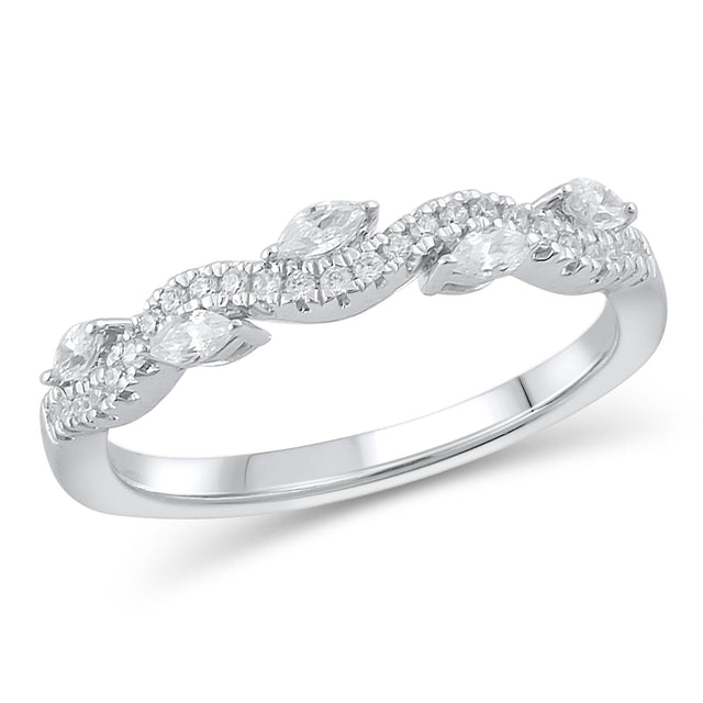 1/3ctw Marquise and Round Diamond White Gold Anniversary Band - Embrace Collection - Size 5