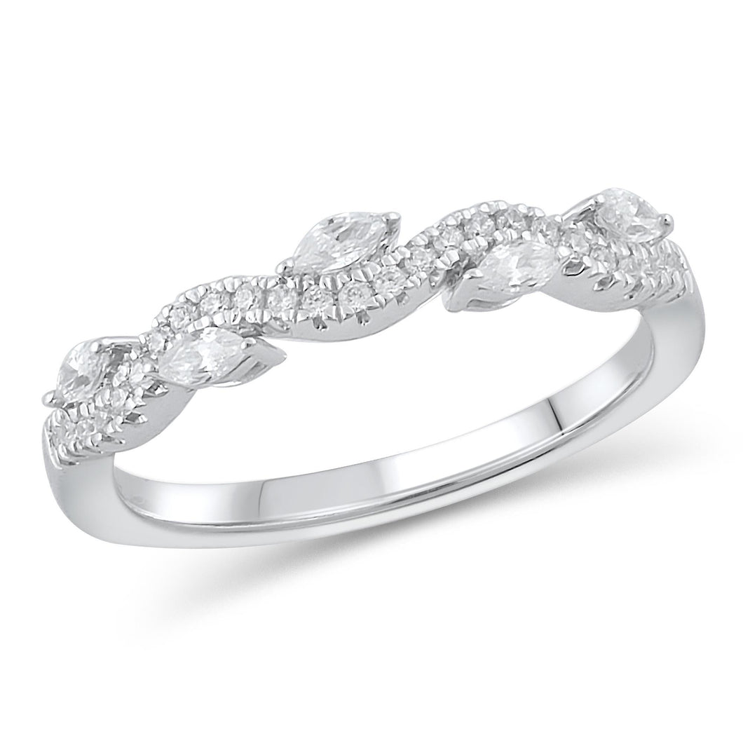 1/3ctw Marquise and Round Diamond White Gold Anniversary Band - Embrace Collection - Size 5