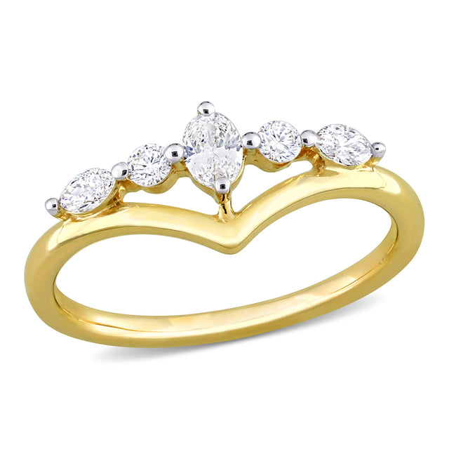 1/3ctw Multi-Shape Diamond Right-Hand Yellow Gold Ring | Size 6