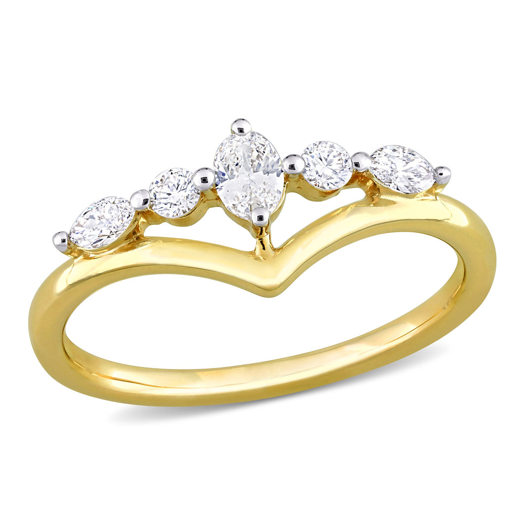 1/3ctw Multi-Shape Diamond Right-Hand Yellow Gold Ring | Size 6