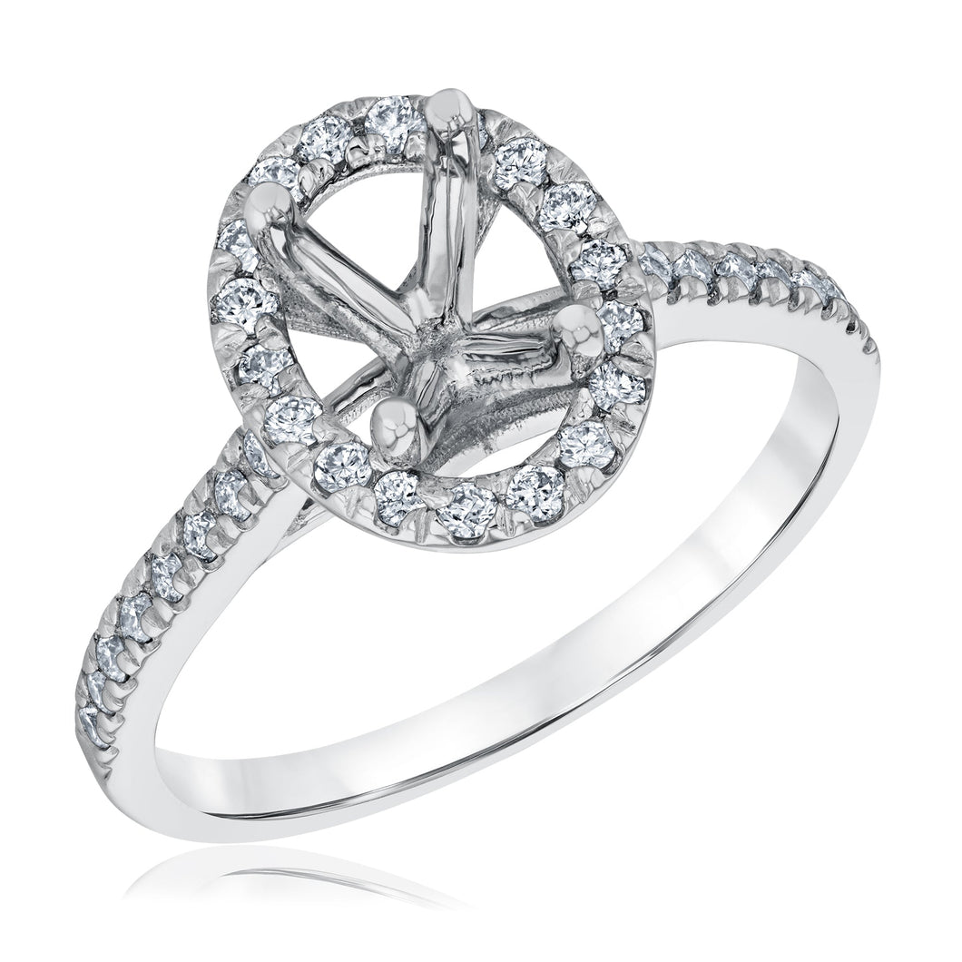 1/3ctw Oval-Shaped Diamond Halo White Gold Engagement Ring Setting | Size 5