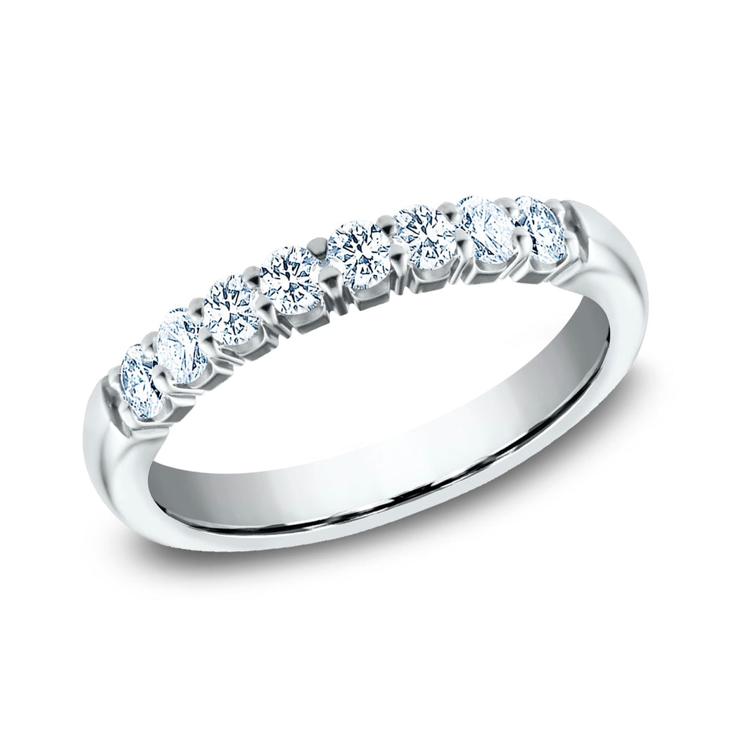 1/3ctw Round Diamond Crescent Shared Prong White Gold Wedding Band 2.5mm - Size 4