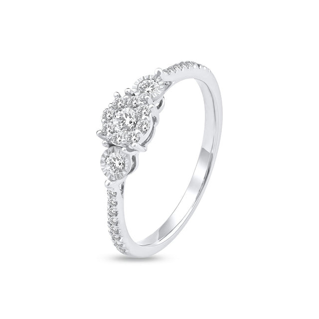 1/3ctw Round Diamond Halo White Gold Ring