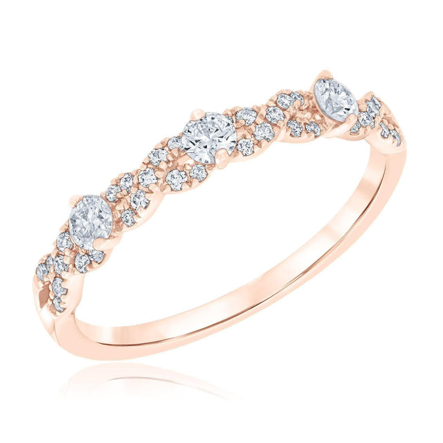 1/3ctw Round Diamond Open Twist Rose Gold Wedding Band | Embrace Collection