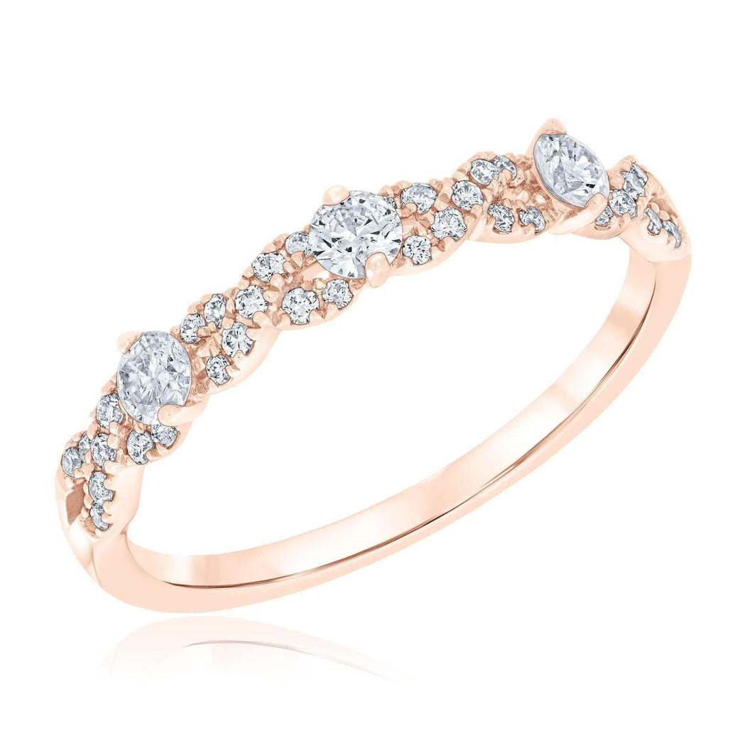 1/3ctw Round Diamond Open Twist Rose Gold Wedding Band | Embrace Collection