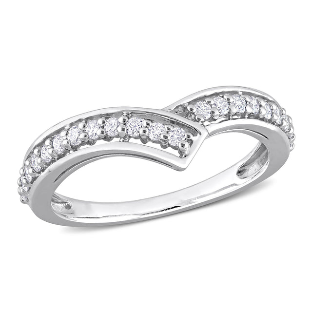 1/3ctw Round Diamond Platinum Fashion Chevron Ring - Size 6