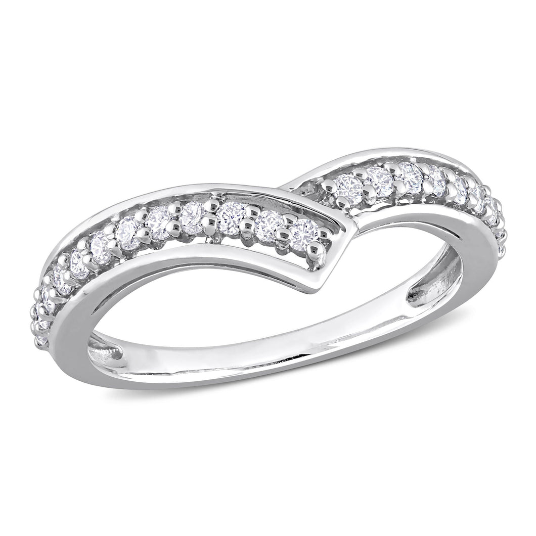 1/3ctw Round Diamond Platinum Fashion Chevron Ring - Size 6