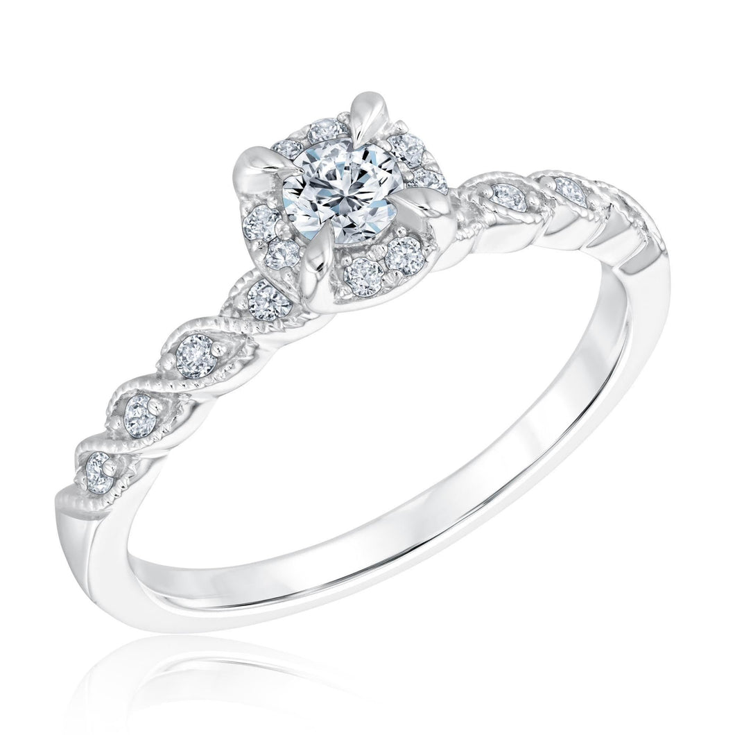 1/3ctw Round Diamond Vintage-Inspired White Gold Engagement Ring | Timeless Collection
