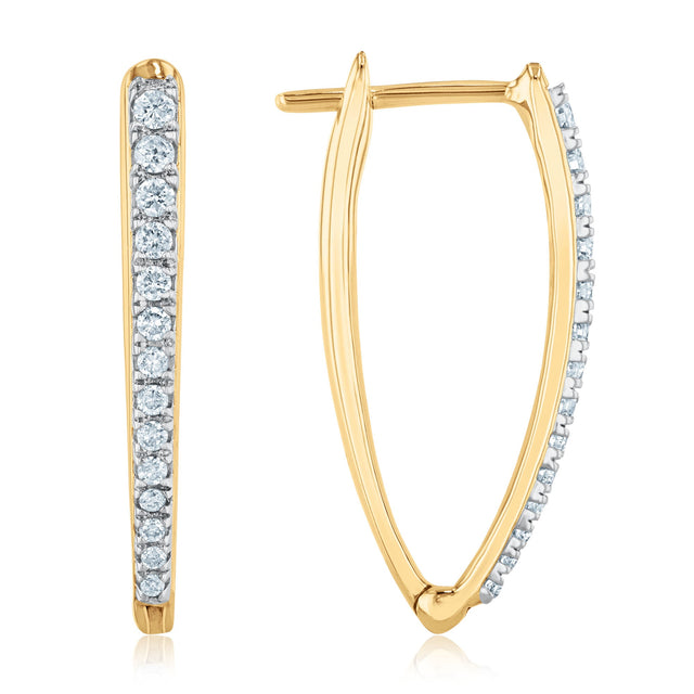 1/3ctw Round Diamond Yellow Gold Hoop Earrings