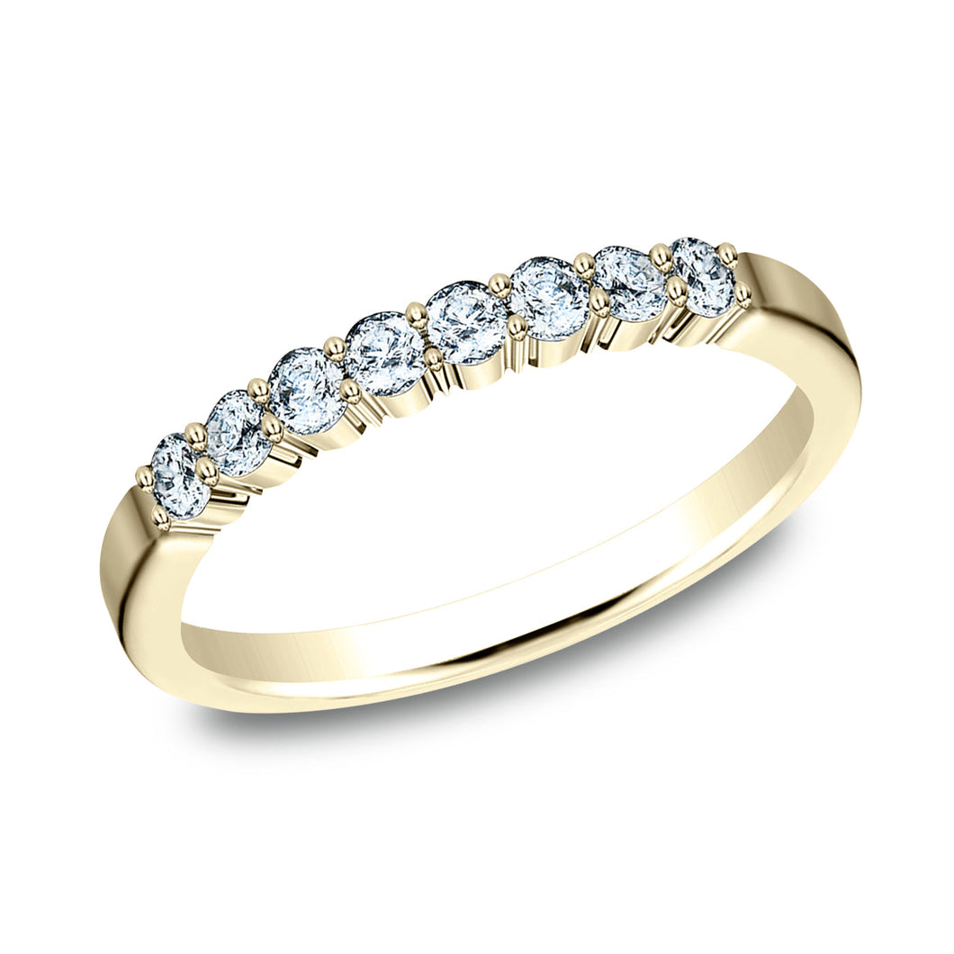 1/3ctw Round Diamond Yellow Gold Wedding Band 2.5mm - Size 4.5