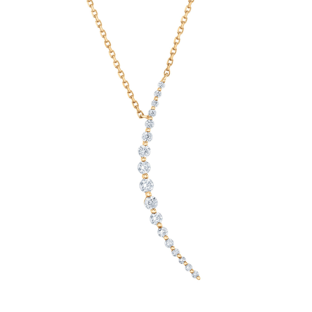 1/3ctw Round Diamond Yellow Gold Y Necklace