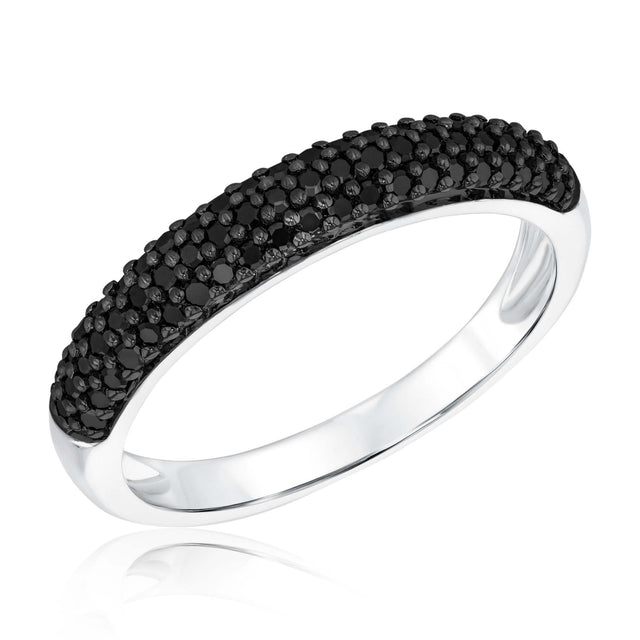 1/3ctw Treated Black Diamond Pave White Gold Band