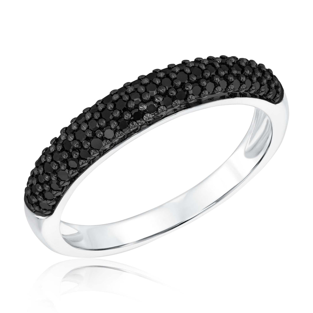 1/3ctw Treated Black Diamond Pave White Gold Band