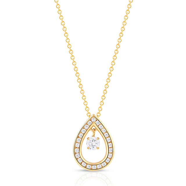 1/3ctw Twinkling Diamond Teardrop Yellow Gold Pendant Necklace