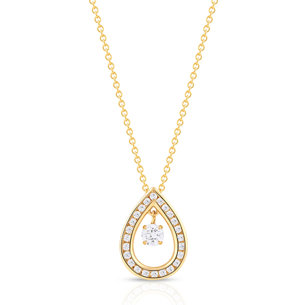 1/3ctw Twinkling Diamond Teardrop Yellow Gold Pendant Necklace
