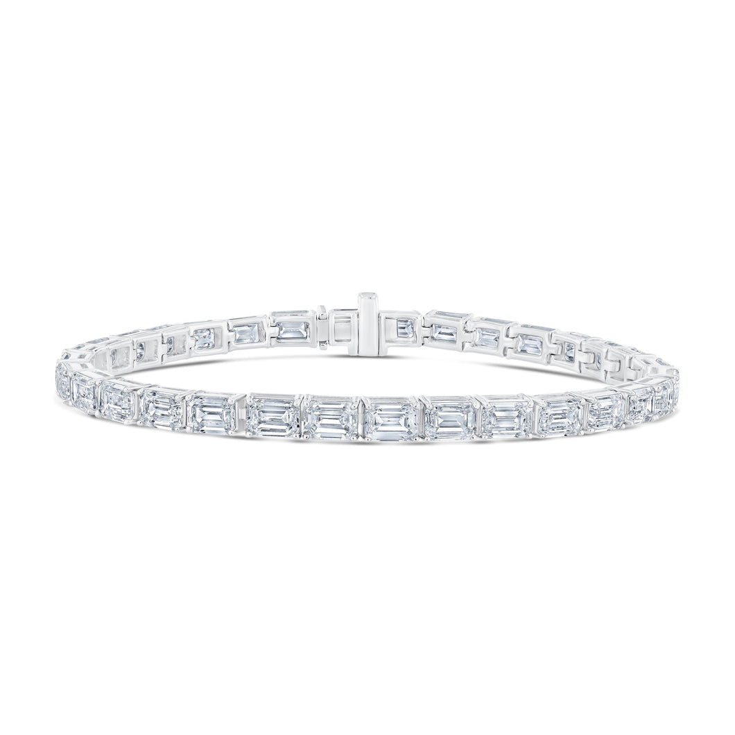 14 7/8ctw Emerald Lab Grown Diamond White Gold Tennis Bracelet