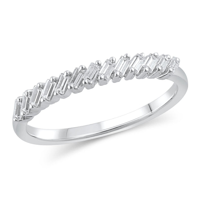 1/4ctw Baguette Diamond White Gold Anniversary Band - Embrace Collection - Size 6