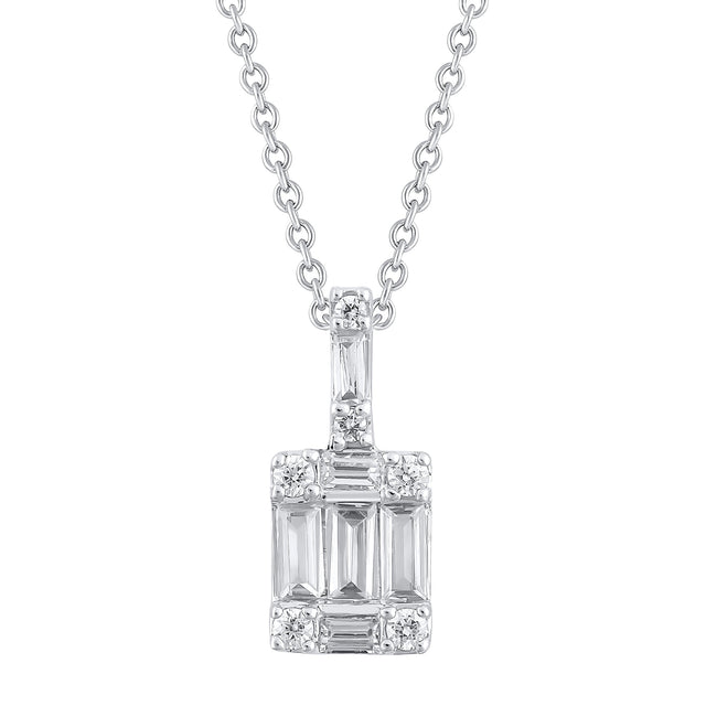 1/4ctw Baguette Diamond White Gold Pendant Necklace
