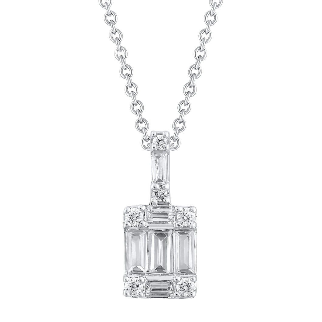 1/4ctw Baguette Diamond White Gold Pendant Necklace